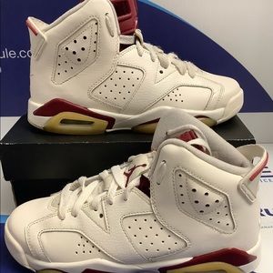 Air Jordan 6 White Maroon Kids 4y